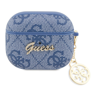 Чехол для Airpods 3 Guess PU leather 4G with metal logo and Heart charm (GUA3G4GSMB) Синий