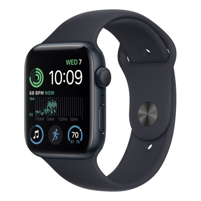 Apple Watch SE (2022), 44 мм корпус из алюминия цвета «Midnight», ремешок Sport Band размера S/M цвета «Midnight»