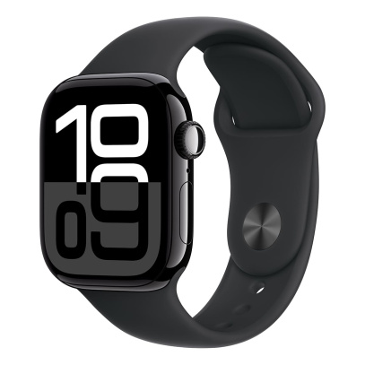 Apple Watch Series 10, 42 мм корпус из алюминия цвета «Jet Black», ремешок Sport Band размера M/L цвета «Black» Apple Watch Series 10, 42 мм корпус из алюминия цвета «Jet Black», ремешок Sport Band размера M/L цвета «Black»