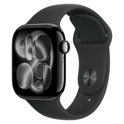 Apple Watch Series 11, 42 мм корпус из алюминия цвета «Jet Black», ремешок Sport Band размера S/M цвета «Black» Apple Watch Series 11, 42 мм корпус из алюминия цвета «Jet Black», ремешок Sport Band размера S/M цвета «Black»