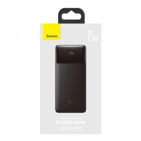 Внешний аккумулятор Baseus Bipow Digital Display Power Bank 20000mAh 15W PPBD20 (PPDML-J01) Черный Внешний аккумулятор Baseus Bipow Digital Display Power Bank 20000mAh 15W PPBD20 (PPDML-J01) Черный