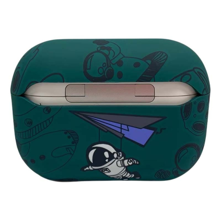 Чехол для AirPods 3 COQUE POUR Зеленый с рисунком Lovely astronauts in space Чехол для AirPods 3 COQUE POUR Зеленый с рисунком Lovely astronauts in space