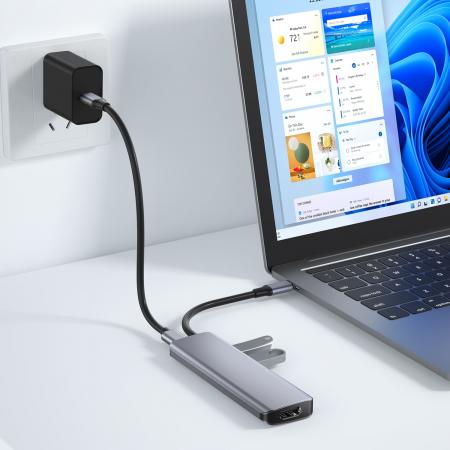 USB Хаб WiWU Alpha 731 HC 7в1 Type C на 3xUSB 3.0+HDMI 4K+Type C PD 100 Вт+SD/TF (A731HC) Серый USB Хаб WiWU Alpha 731 HC 7в1 Type C на 3xUSB 3.0+HDMI 4K+Type C PD 100 Вт+SD/TF (A731HC) Серый