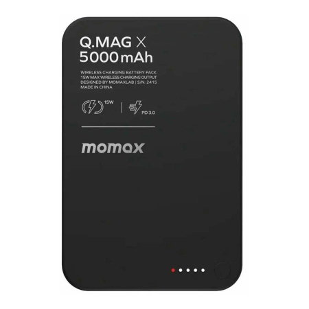 Внешний аккумулятор MOMAX Q.Mag Ultra Slim (5000mAh) Magnetic Wireless Battery Pack Чёрный Внешний аккумулятор MOMAX Q.Mag Ultra Slim (5000mAh) Magnetic Wireless Battery Pack Чёрный