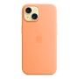 Чехол Silicone Case для Apple iPhone 15 с MagSafe  Orange Sorbet, оранжевый Чехол Silicone Case для Apple iPhone 15 с MagSafe  Orange Sorbet, оранжевый