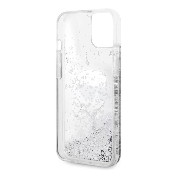 Чехол Karl Lagerfeld для iPhone 15 Liquid Glitter NFT Karl head Hard (KLHCP15SLNKHCH) Серебристый