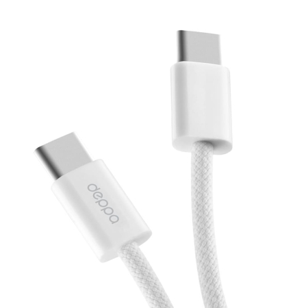 Дата-кабель Deppa Original, USB-C - USB-C, 60Вт, 1 м, нейлон (72554) Белый Дата-кабель Deppa Original, USB-C - USB-C, 60Вт, 1 м, нейлон (72554) Белый