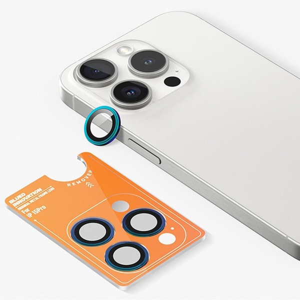 Защитное стекло для камеры iPhone 15 Pro Max BLUEO Original metal frame Colorfull Защитное стекло для камеры iPhone 15 Pro Max BLUEO Original metal frame Colorfull