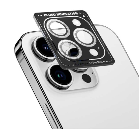 Защитное стекло для камеры iPhone 14 Pro/14 Pro Max BLUEO Camera lens ARMOR metal (3 шт. +install) 0.26 мм (NPB28-14Pro-SIL) Серебристый