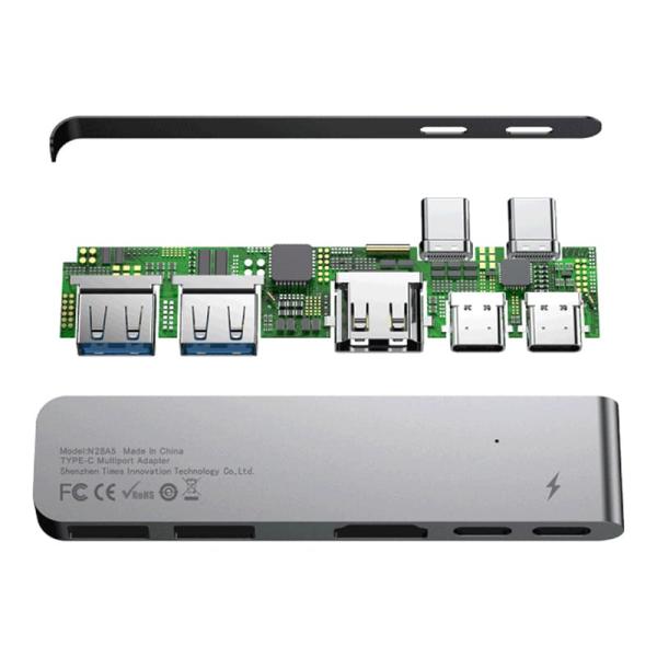 Переходник Baseus для MacBook HUB TB3 C+ (Dual Type-C to USB3.0/HDMI/Type-C) (CAHUB-B0G) Deep Grey, темно-серый