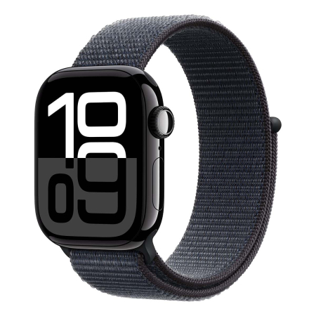 Apple Watch Series 10, 42 мм корпус из алюминия цвета «Jet Black», ремешок Sport Loop цвета «Ink» Apple Watch Series 10, 42 мм корпус из алюминия цвета «Jet Black», ремешок Sport Loop цвета «Ink»
