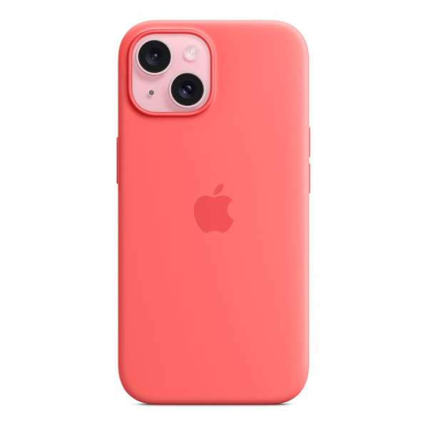 Чехол Silicone Case для Apple iPhone 15 с MagSafe Guava, розовый