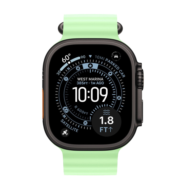 Apple Watch Ultra 3 (2025), 49 мм корпус из титана цвета «Black», ремешок Ocean Band цвета «Neon Green»