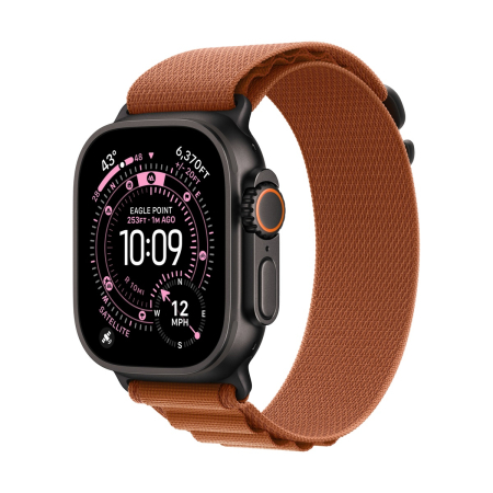 Apple Watch Ultra 3 (2025), 49 мм корпус из титана цвета «Black», ремешок Alpine Loop размера M цвета «Terra Cotta» Apple Watch Ultra 3 (2025), 49 мм корпус из титана цвета «Black», ремешок Alpine Loop размера M цвета «Terra Cotta»