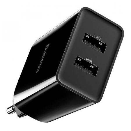Сетевое зарядное устройство Baseus Speed Mini Dual USB Charger 10,5 Вт TC-012 (CCFS-R01) Черный Сетевое зарядное устройство Baseus Speed Mini Dual USB Charger 10,5 Вт TC-012 (CCFS-R01) Черный