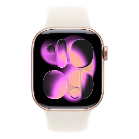 Apple Watch Series 11, 42 мм корпус из алюминия цвета «Rose Gold», ремешок Sport Band размера S/M цвета «Light Blush» Apple Watch Series 11, 42 мм корпус из алюминия цвета «Rose Gold», ремешок Sport Band размера S/M цвета «Light Blush»