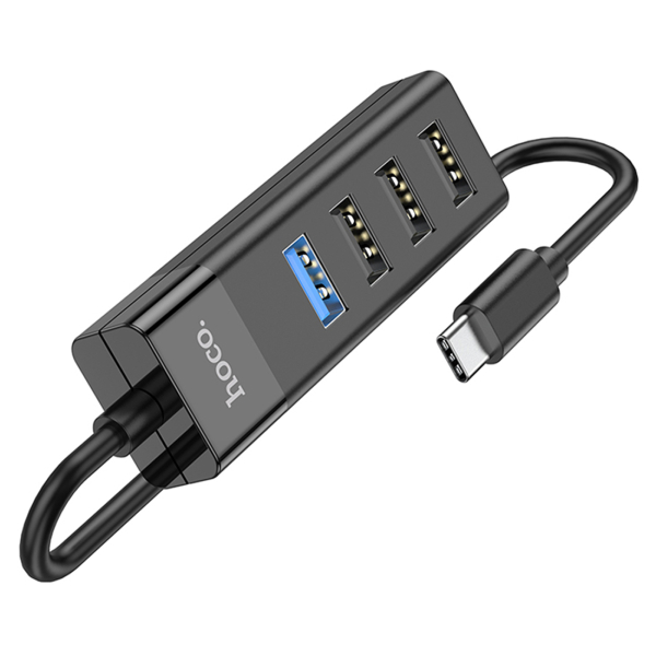 USB-хаб hoco. 4в1 Type-C на USB 3.0 + 3 USB 2.0 (HB25T) Черный