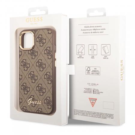 Чехол Guess для iPhone 14 CG Mobile PU 4G Script metal logo Hard (GUHCP14SHG4SHW) Коричневый Чехол Guess для iPhone 14 CG Mobile PU 4G Script metal logo Hard (GUHCP14SHG4SHW) Коричневый