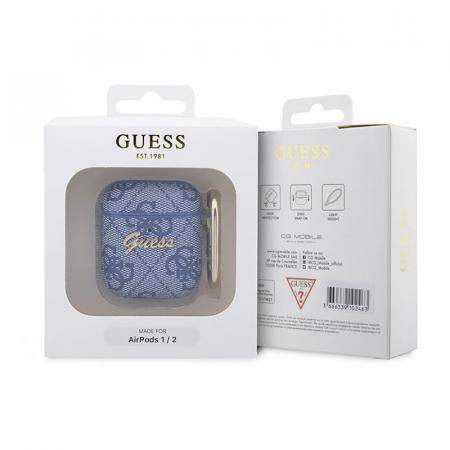 Чехол Guess для Airpods 1/2 PU leather 4G с карабином и металлическим логотипом (GUA24GSMB) Синий Чехол Guess для Airpods 1/2 PU leather 4G с карабином и металлическим логотипом (GUA24GSMB) Синий