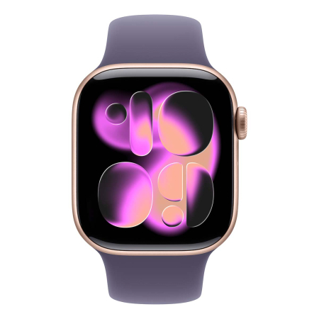 Apple Watch Series 11, 42 мм корпус из алюминия цвета «Rose Gold», ремешок Sport Band размера S/M цвета «Purple Fog» Apple Watch Series 11, 42 мм корпус из алюминия цвета «Rose Gold», ремешок Sport Band размера S/M цвета «Purple Fog»