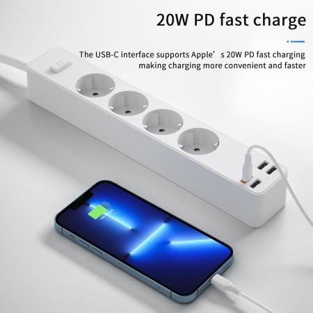 Сетевой фильтр WiWU Smart Power Strip EU Plug 20W 4*AC+3*USB 3.0+ 1*USB-C (U01 EU) Белый Сетевой фильтр WiWU Smart Power Strip EU Plug 20W 4*AC+3*USB 3.0+ 1*USB-C (U01 EU) Белый