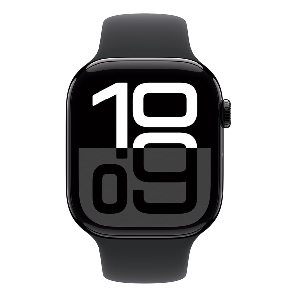 Apple Watch Series 10, 46 мм корпус из алюминия цвета «Jet Black», ремешок Sport Band размера M/L цвета «Black» Apple Watch Series 10, 46 мм корпус из алюминия цвета «Jet Black», ремешок Sport Band размера M/L цвета «Black»