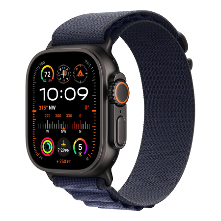 Apple Watch Ultra 2 (2024), 49 мм корпус из титана цвета «Black», ремешок Alpine Loop размера S цвета «Navy» Apple Watch Ultra 2 (2024), 49 мм корпус из титана цвета «Black», ремешок Alpine Loop размера S цвета «Navy»