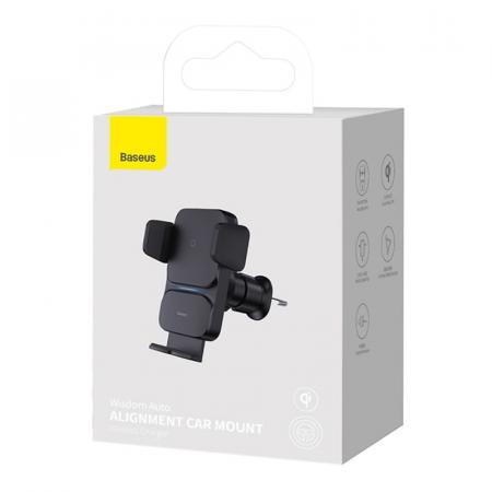 Автомобильный держатель с функцией беспроводной зарядки Baseus Wisdom Auto Alignment Car Mount Wireless Charger (QI 15W) Air Outlet Base (CGZX000001) Черный Автомобильный держатель с функцией беспроводной зарядки Baseus Wisdom Auto Alignment Car Mount Wireless Charger (QI 15W) Air Outlet Base (CGZX000001) Черный