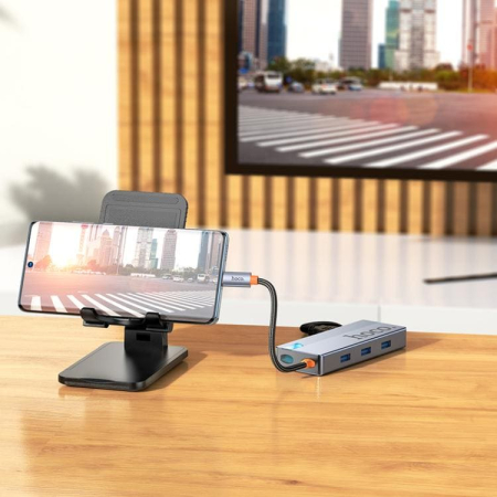 Хаб hoco. 5в1 (HDTV+PD+USB3.0*3) (HB50) Темно-серый Хаб hoco. 5в1 (HDTV+PD+USB3.0*3) (HB50) Темно-серый