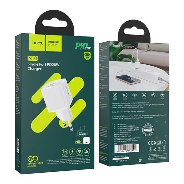 Скоростное зарядное устройство hoco. Starter Type-C 20W (N10) Белый