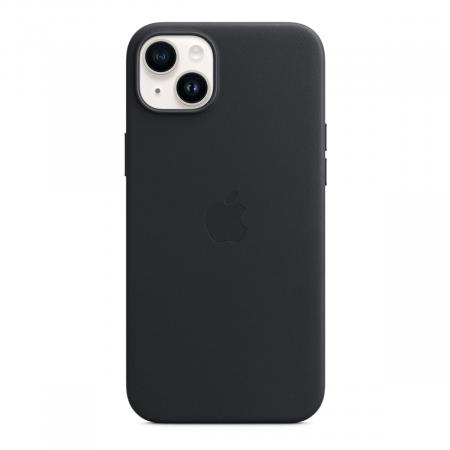Чехол Leather Case MagSafe для Apple iPhone 14 Plus «Midnight» Черный Чехол Leather Case MagSafe для Apple iPhone 14 Plus «Midnight» Черный