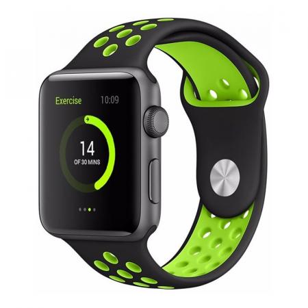 Ремешок Nike+ "Silicone Sport Band" Apple Watch 38/40 мм Черно-салатовый Ремешок Nike+ "Silicone Sport Band" Apple Watch 38/40 мм Черно-салатовый