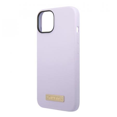 Чехол Guess для iPhone 14 с Magsafe CG Mobile Liquid silicone Plate metal logo Hard (GUHMP14SSBPLU) Сиреневый Чехол Guess для iPhone 14 с Magsafe CG Mobile Liquid silicone Plate metal logo Hard (GUHMP14SSBPLU) Сиреневый