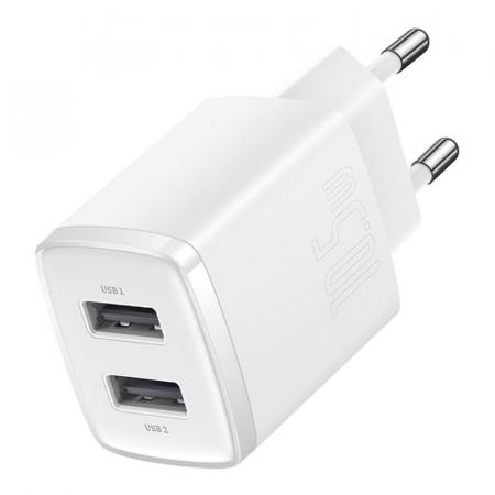 Сетевое зарядное устройство Baseus Compact Charger 2U 10,5 Вт CCXJ010202 (CCCP10UE) Белый Сетевое зарядное устройство Baseus Compact Charger 2U 10,5 Вт CCXJ010202 (CCCP10UE) Белый