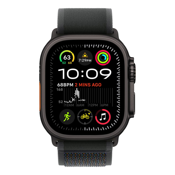 Apple Watch Ultra 2 (2024), 49 мм корпус из титана цвета «Black», ремешок Trail Loop размера S/M цвета «Black»