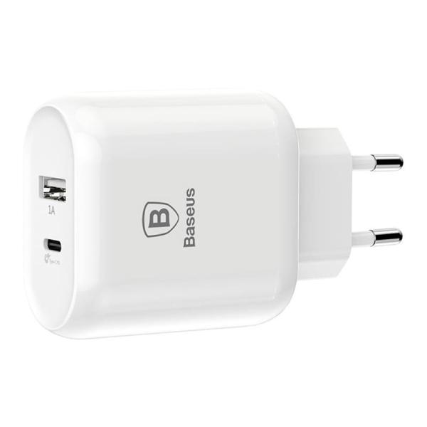 Сетевое зарядное устройство USB-C с USB Type-C Кабелем Baseus (2 USB) Quick Charge 32W 5V/9V/12V Bojure Series разъем Lightning (TZTUN-BJ02) Белый