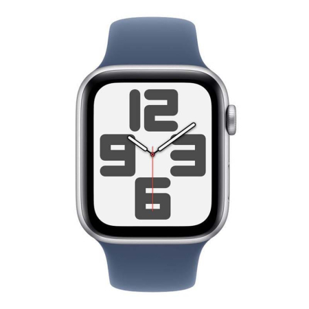 Apple Watch SE (2024), 40 мм корпус из алюминия цвета «Silver», ремешок Sport Band размера S/M цвета «Denim» Apple Watch SE (2024), 40 мм корпус из алюминия цвета «Silver», ремешок Sport Band размера S/M цвета «Denim»