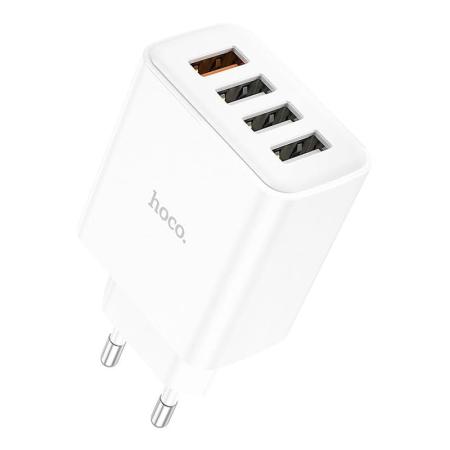 Сетевое зарядное устройство USB hoco. QC3.0 4USB порта 28,5 Вт (C102A) Белый Сетевое зарядное устройство USB hoco. QC3.0 4USB порта 28,5 Вт (C102A) Белый