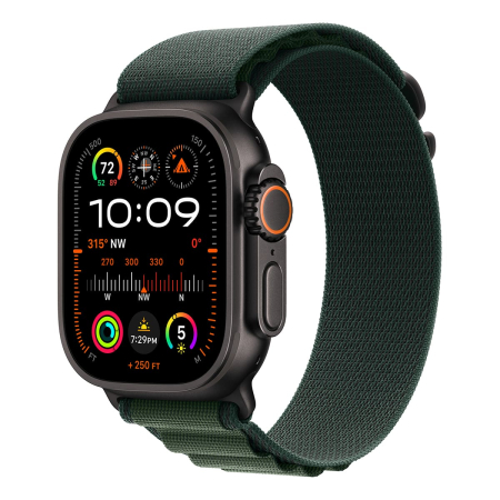 Apple Watch Ultra 2 (2024), 49 мм корпус из титана цвета «Black», ремешок Alpine Loop размера L цвета «Dark Green» Apple Watch Ultra 2 (2024), 49 мм корпус из титана цвета «Black», ремешок Alpine Loop размера L цвета «Dark Green»