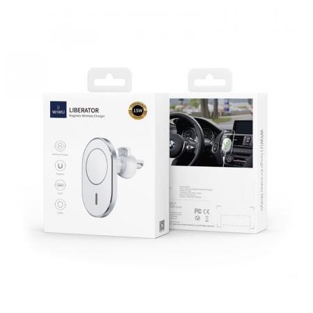 Автодержатель с функцией беспроводной зарядки WiWU Magnetic Attached Wireless Charger Car mount 15W (CH-306) Белый Автодержатель с функцией беспроводной зарядки WiWU Magnetic Attached Wireless Charger Car mount 15W (CH-306) Белый