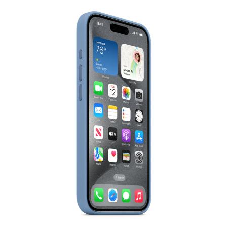 Чехол Silicone Case для Apple iPhone 15 Pro с MagSafe (original) Winter Blue, голубой Чехол Silicone Case для Apple iPhone 15 Pro с MagSafe (original) Winter Blue, голубой