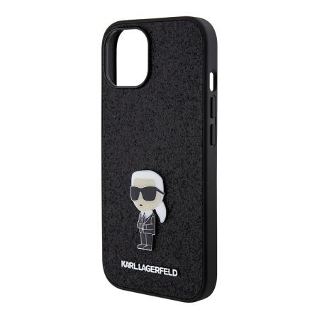 Чехол Karl Lagerfeld для iPhone 15 Fixed glitters NFT Karl Ikonik Metal pin Hard (KLHCP15SGKNPSK) Черный
