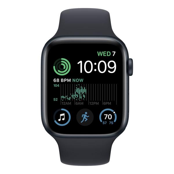 Apple Watch SE (2022), 44 мм корпус из алюминия цвета «Midnight», ремешок Sport Band размера S/M цвета «Midnight»