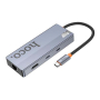 Хаб hoco. 8в1 (HDTV+RJ45+SD/TF+PD+Type-C3.0+USB3.0*2) (HB52) Темно-серый Хаб hoco. 8в1 (HDTV+RJ45+SD/TF+PD+Type-C3.0+USB3.0*2) (HB52) Темно-серый
