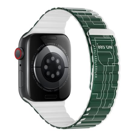 Магнитный силиконовый ремешок для часов iWatch на 42/44/45/49 мм WiWU Smart Magnetic Silicone (Wi-WB010) Green+Gray Магнитный силиконовый ремешок для часов iWatch на 42/44/45/49 мм WiWU Smart Magnetic Silicone (Wi-WB010) Green+Gray