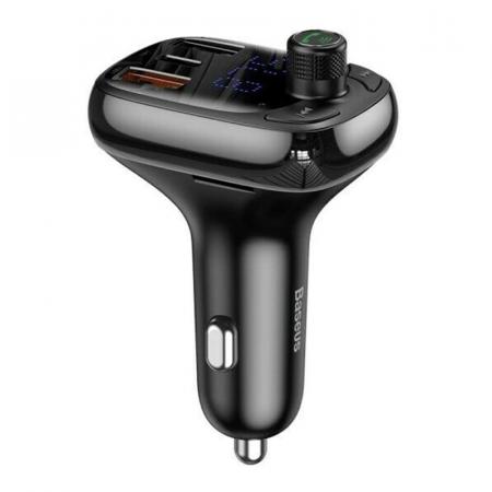Автомобильное зарядное устройство с функцией FM-трансмиттера Baseus Quick Charger T typed Wireless MP3 (CCTM-B01) Черный Автомобильное зарядное устройство с функцией FM-трансмиттера Baseus Quick Charger T typed Wireless MP3 (CCTM-B01) Черный