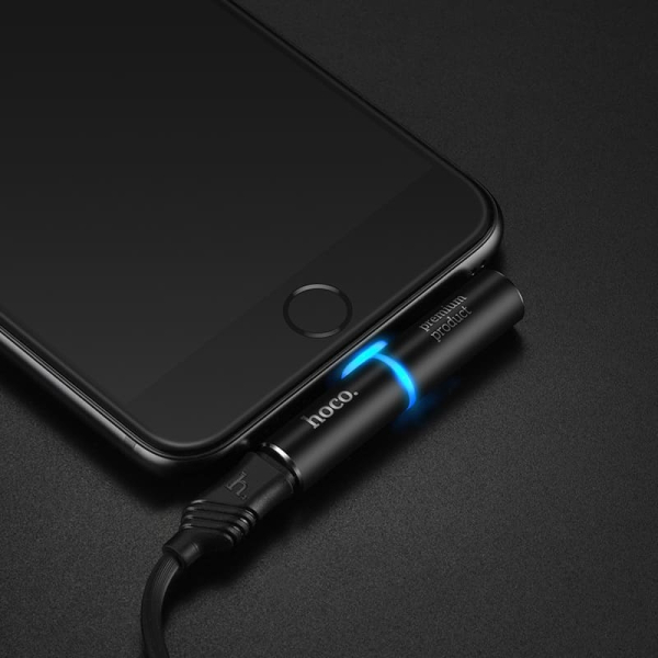 Адаптер hoco. 2в1 Lighting + Lighting (LS7) Черный