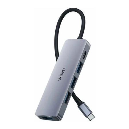 USB Хаб WiWU Alpha 541BC 5в1 Type C to 3xUSB 2.0 + USB 3.0 + Type C PD 60 Вт (A541BC) Серый USB Хаб WiWU Alpha 541BC 5в1 Type C to 3xUSB 2.0 + USB 3.0 + Type C PD 60 Вт (A541BC) Серый