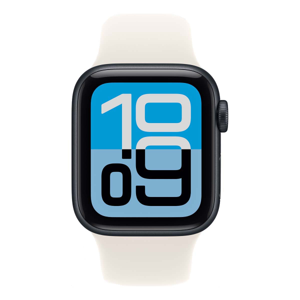 Apple Watch SE 3 (2025), 40 мм корпус из алюминия цвета «Midnight», ремешок Sport Band размера S/M цвета «Starlight» Apple Watch SE 3 (2025), 40 мм корпус из алюминия цвета «Midnight», ремешок Sport Band размера S/M цвета «Starlight»