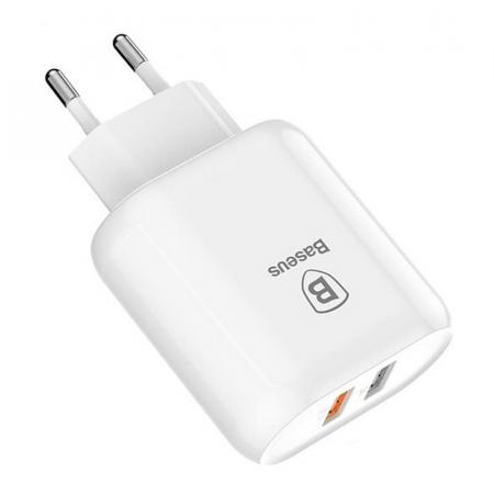 Сетевое зарядное устройство USB Baseus (2 USB) Quick Charge 23 Вт Bojure Series (CCALL-AG02) Белый Сетевое зарядное устройство USB Baseus (2 USB) Quick Charge 23 Вт Bojure Series (CCALL-AG02) Белый